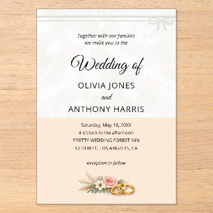Elegant Blush Pink Rustic Floral Romantic Wedding Acrylic Invitations