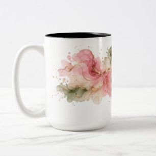 Elegant Blush Pink Sage Watercolor Floral MugMug Two-Tone Coffee Mug
