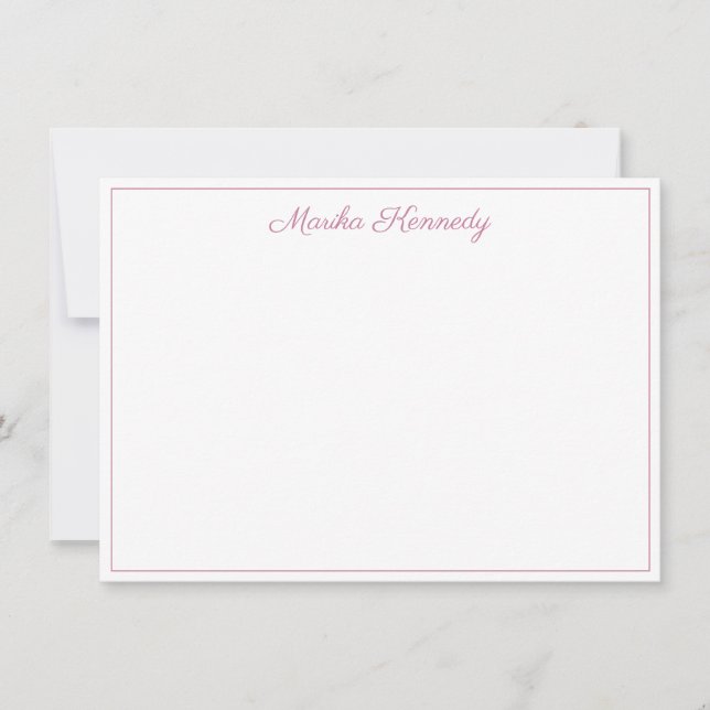 Elegant Blush Pink Script Border Card (Front)