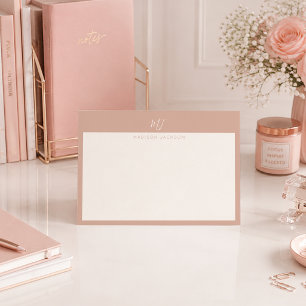 Elegant Blush Pink Script Monogram Card