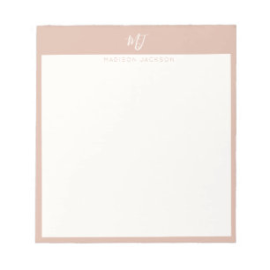 Elegant Blush Pink Script Monogram Notepad