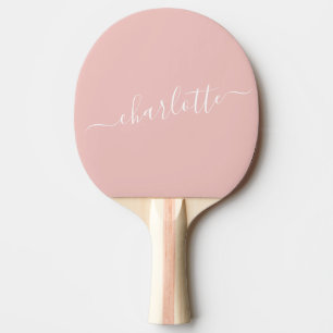 Elegant Blush Pink Script Name Personalised Ping Pong Paddle