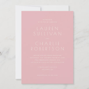 Elegant Blush Pink Serif Wedding Invitation