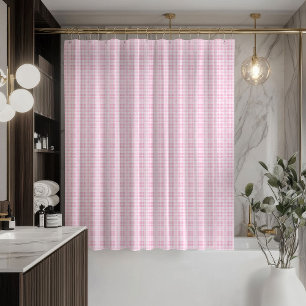 Elegant Blush Pink Shower Curtain Cosy Plaid Vibes
