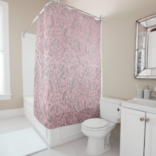 Elegant Blush Pink Silver Glitter Holiday Pattern Shower Curtain