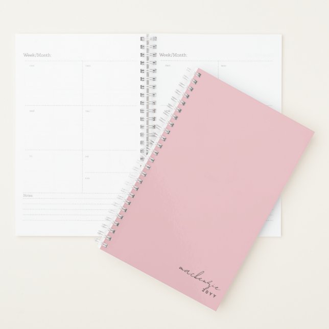 Elegant Blush Pink Simple Minimalist Personalised Planner (Display)