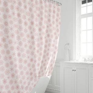 Elegant Blush Pink Snowflakes Christmas Holidays Shower Curtain