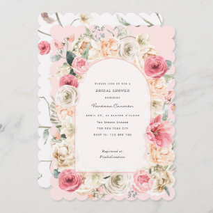 Elegant blush pink spring garden bridal shower inv invitation