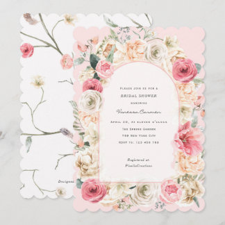 Elegant blush pink spring garden bridal shower inv invitation