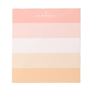 Elegant blush pink striped name notepad