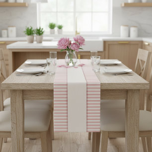 Elegant Blush Pink Striped Rose Gold Short Table Runner