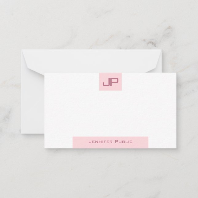 Elegant Blush Pink Template Modern Monogram Simple (Front)