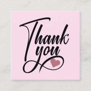 Elegant Blush Pink Thank You Square Business Card