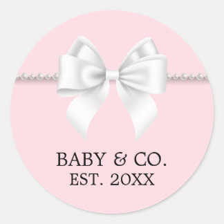 Elegant Blush Pink Tiffany Theme Baby Shower Classic Round Sticker