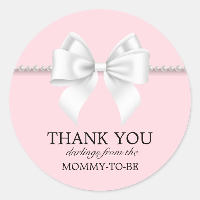 Elegant Blush Pink Tiffany Theme Thank You Classic Round Sticker (Front)