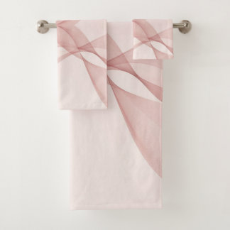 Elegant Blush Pink Translucent Wave Summer Bath Towel Set