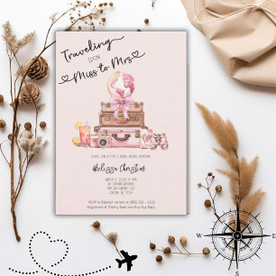 Elegant Blush Pink Travel Adventure Bridal Shower Invitation