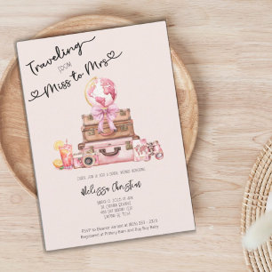 Elegant Blush Pink Travel Adventure Bridal Shower  Invitation