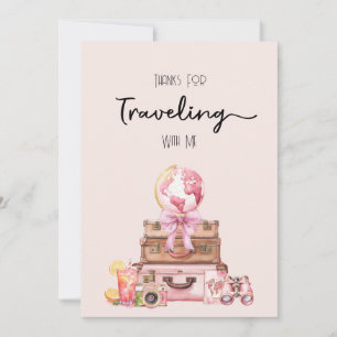 Elegant Blush Pink Traveling Bridal Shower Thank You Card