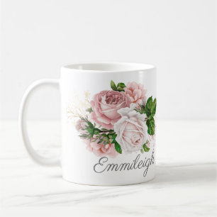 Elegant Blush Pink Vintage Floral Coffee Mug