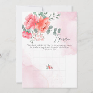 Elegant blush pink watercolor baby  bingo game invitation