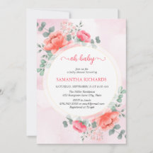 Elegant blush pink watercolor baby shower