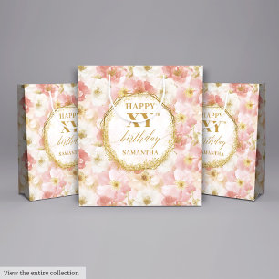 Elegant Blush Pink Watercolor Birthday Gift Bag