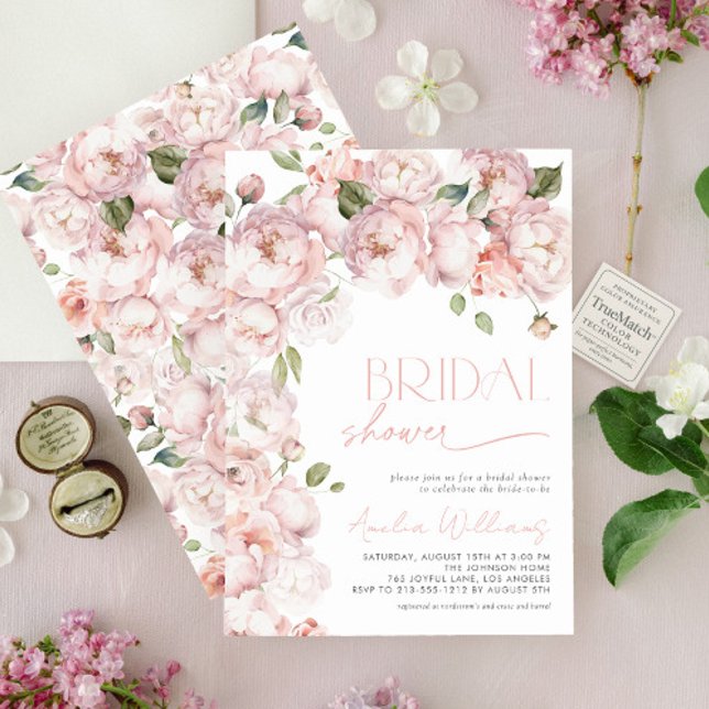 Elegant Blush Pink Watercolor Floral Bridal Shower Invitation (Creator Uploaded)