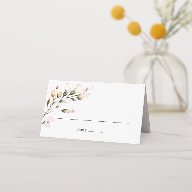 Elegant Blush Pink Watercolor Floral Place Card (Front)