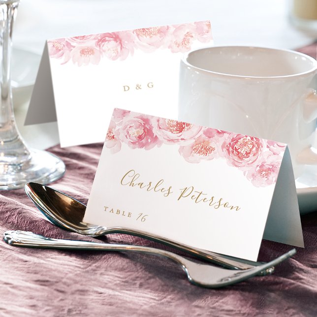 Elegant blush pink watercolor floral Place Card (Elegant blush pink watercolor floral Place Card)