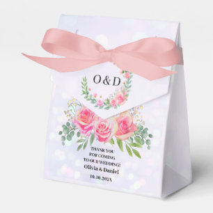 Elegant Blush Pink Watercolor Flowers Wedding Favour Box
