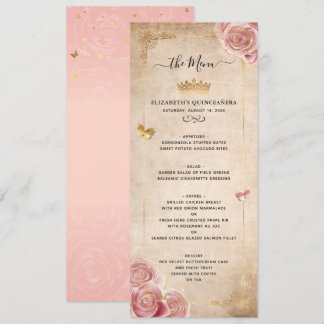 Elegant Blush Pink Watercolor Rose Gold Floral Menu