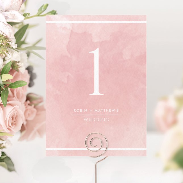 Elegant Blush Pink Watercolor Table Number (Creator Uploaded)