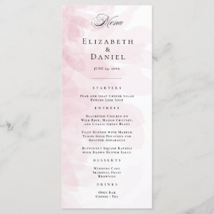 Elegant Blush Pink Watercolor Wedding Menu