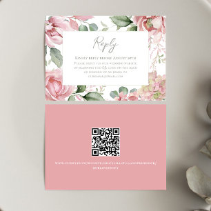 Elegant Blush Pink Wedding Floral RSVP Card