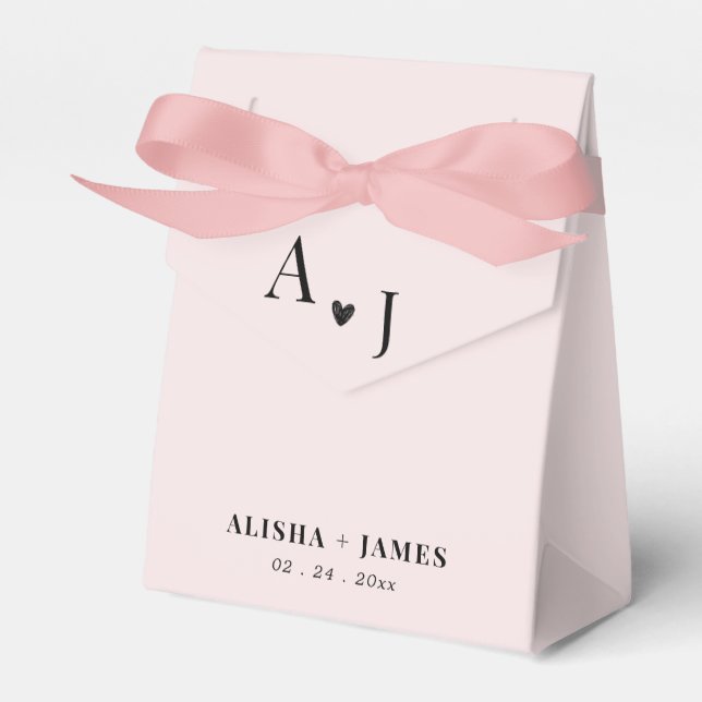 Elegant blush pink wedding guests favour box (Front Side)