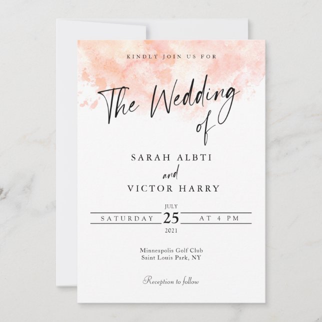 Elegant Blush Pink Wedding Invitation (Front)