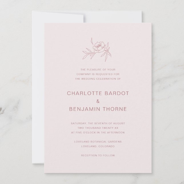 Elegant Blush Pink Wedding Invitation (Front)