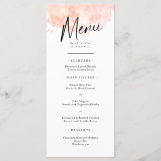 Elegant Blush Pink Wedding Menu