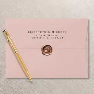 Elegant Blush Pink Wedding Return Address Envelope