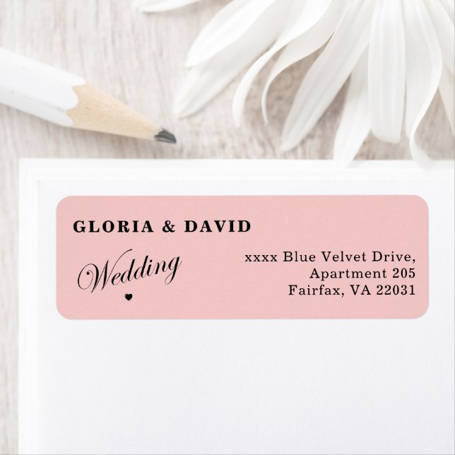 Elegant Blush Pink Wedding Return Address Label (Insitu)