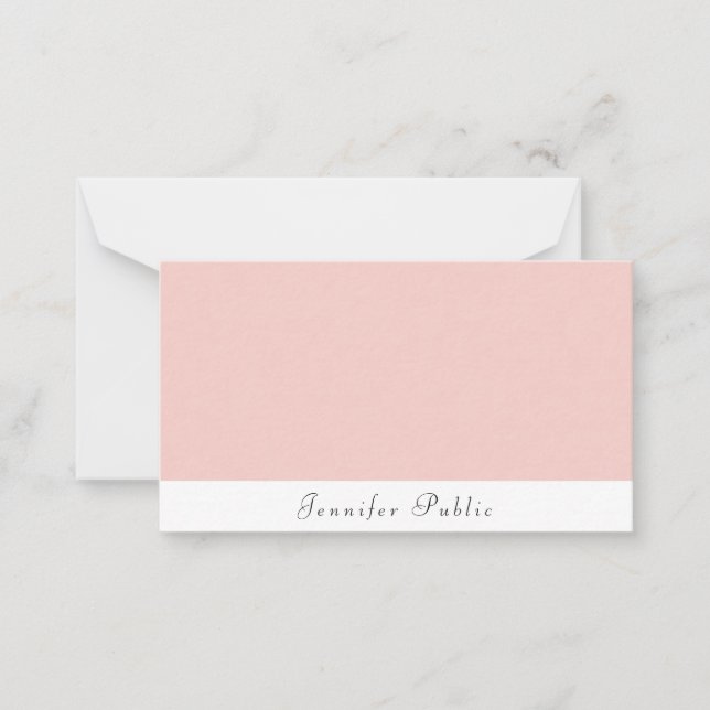 Elegant Blush Pink White Calligraphy Modern Trendy Card (Front)