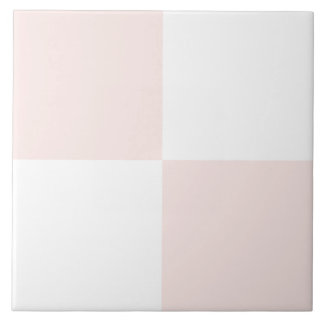 Elegant Blush Pink White Chequered Ceramic Tile