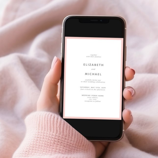 Elegant Blush Pink & White Typography Wedding Invitation (Creator Uploaded)