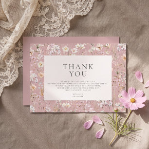 Elegant Blush Pink Wildflower Baby Shower  Thank You Card