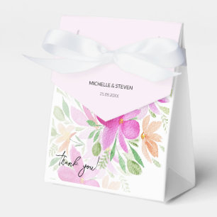Elegant Blush Pink Wildflowers Watercolor Art Favour Box