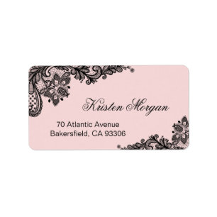 Elegant Blush Pink with Black Lace Unique Label