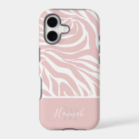 Elegant Blush Pink Zebra White Animal Print