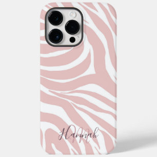 Elegant Blush Pink Zebra White Animal Print Case-Mate iPhone 14 Pro Max Case