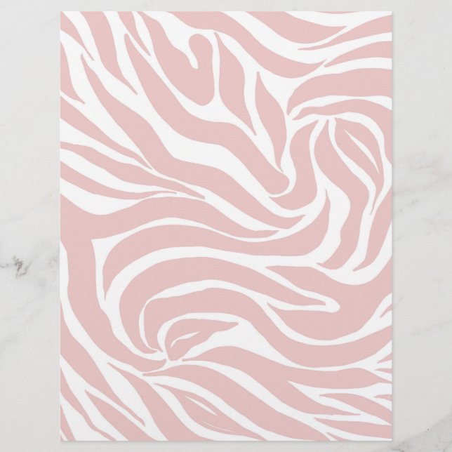 Elegant Blush Pink Zebra White Animal Print Custom Letterhead (Front)